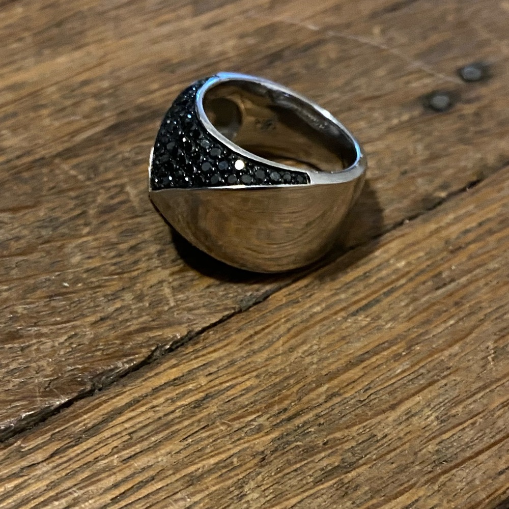 Sterling Silver Black Diamond Pyramid Ring